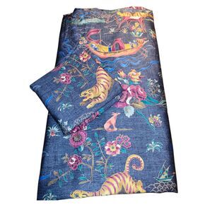 CUDDLEDOWN #8 Twin 1 Duvet Cover 1 Pillowcase Asian Tiger Dynasty Floral Japan